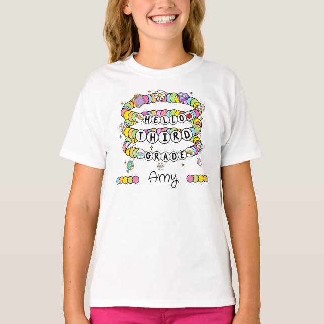 Personalized Hello Third Grade T-Shirt (Devant)