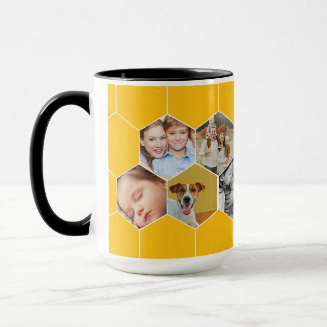 Personalized Honeycomb Family & Pet Photo Mug (Gauche)