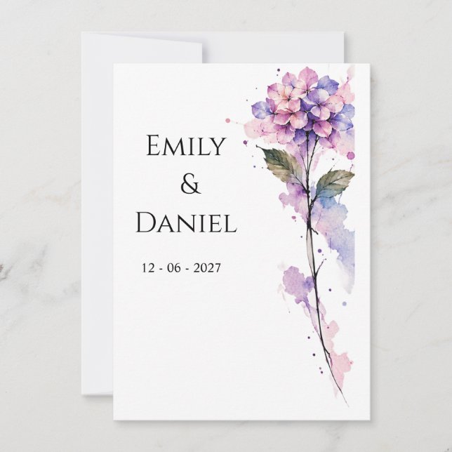 Personalized Hydrangea Save the Date Card (Devant)