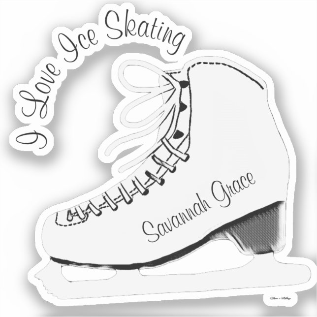 Personalized I Love Ice Skating Name Sticker (Recto)