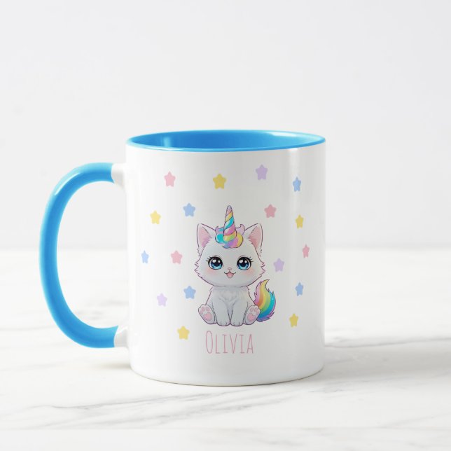 Personalized Kawaii Caticorn Name Printed Mug (Gauche)