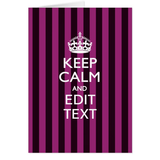 Personalized KEEP CALM Your Text Fuchsia Stripes (Devant)