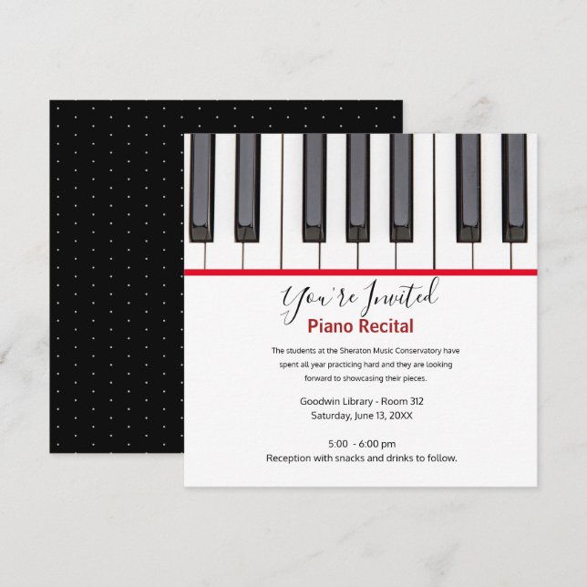 Personalized Kids Piano Recital Invitation (Devant / Derrière)