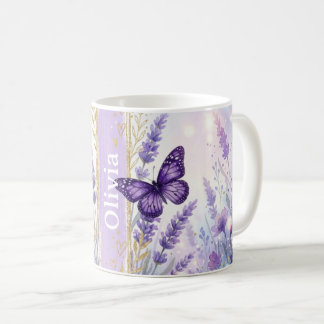 Personalized Lavender Butterfly Classic 11oz Mug