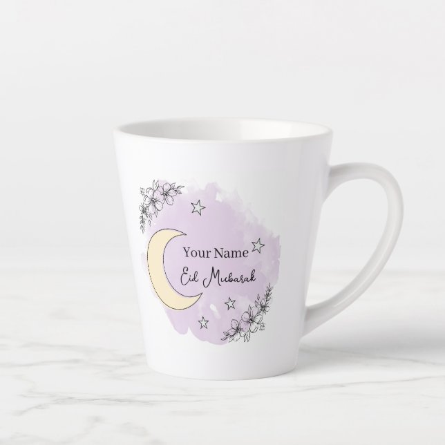 Personalized Lavender Eid Mubarak Coffee Mug (Droite)