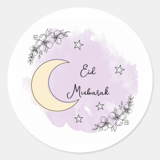 Personalized Lavender Eid Mubarak Stickers (Devant)