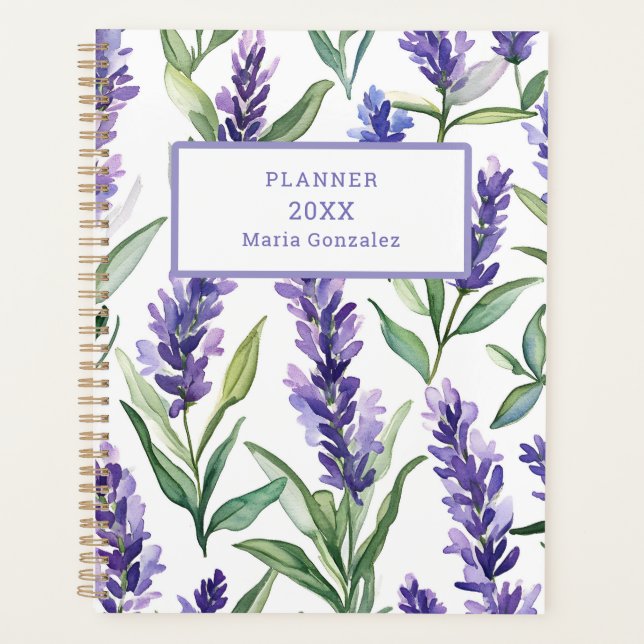 Personalized Lavender Flowers 2025 Planner (Devant)
