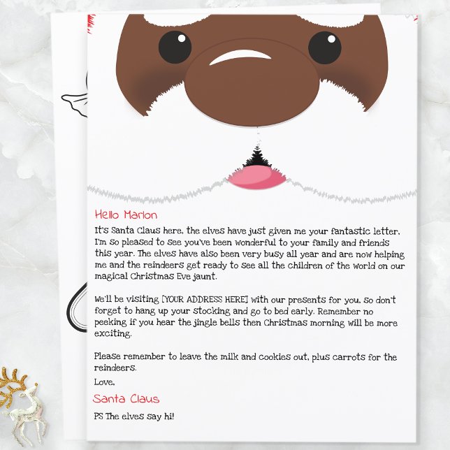 Personalized Letter From African American Santa  (Black Santa)