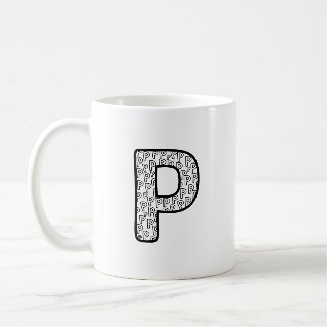Personalized Letter P Ceramic Mug (Gauche)