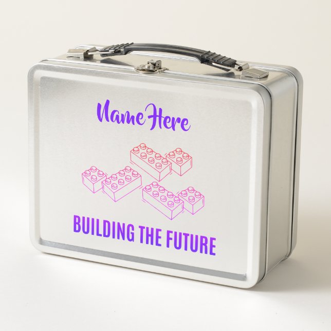 Personalized Lunchkins Building Bricks Lunch Box (Devant)