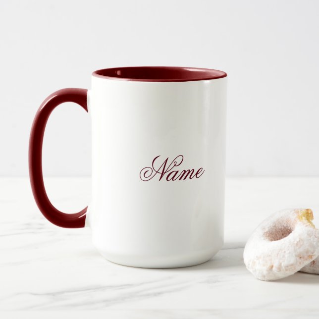 Personalized Maroon Combo Mug With Custom Name (Avec donut)