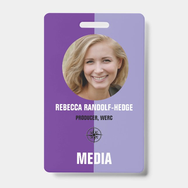 Personalized Media ID Badge / Photo, Name & Title (Avant)