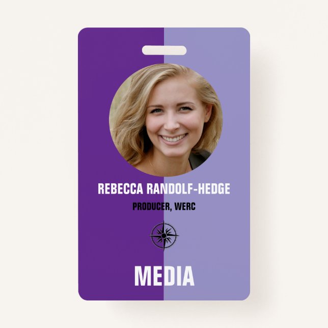 Personalized Media ID Badge / Photo, Name & Title (Devant)
