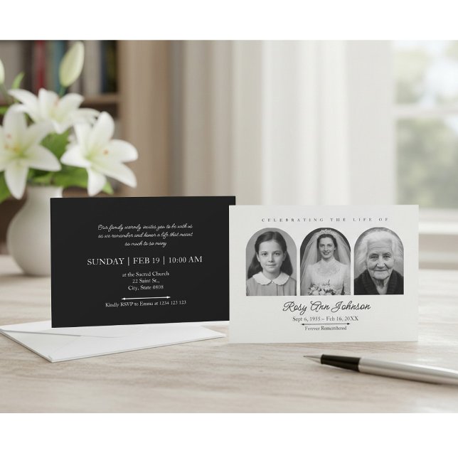 Personalized Memorial Invitation with 3 Photos (Créateur téléchargé)