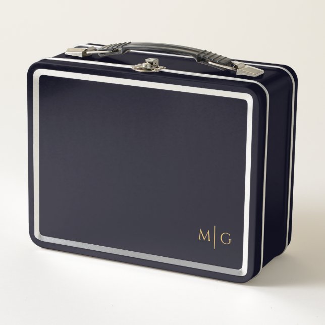 Personalized Metal Lunch Box with Simple Monogram (Devant)