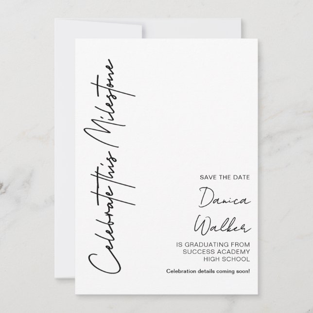 Personalized Minimalist Graduation Save The Date (Devant)