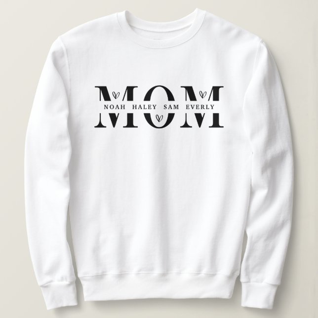 Personalized Mom Sweatshirt With Kids Names Gift (Design devant)