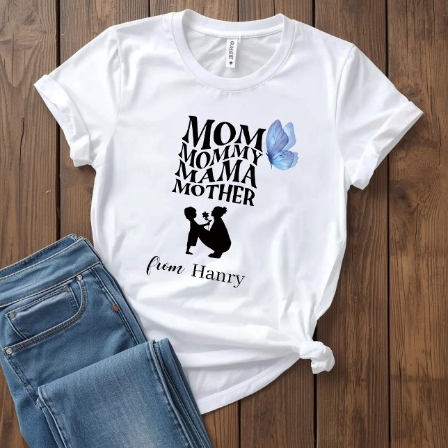 Personalized Mom Typography T-Shirt (Créateur téléchargé)