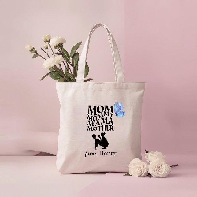Personalized Mom Typography Tote Bag (Créateur téléchargé)