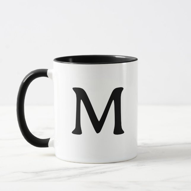 Personalized Monogram Modern Black White Mug (Gauche)