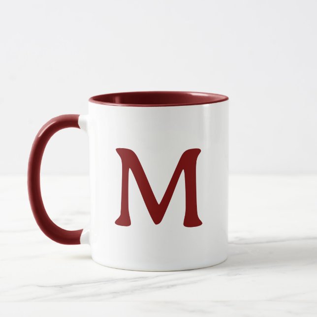 Personalized Monogram Modern Maroon White Mug (Gauche)