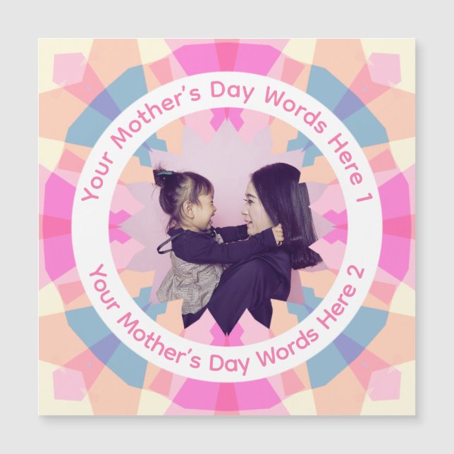 Personalized Mother’s Day Pink Star Mom Photo Card (Devant)