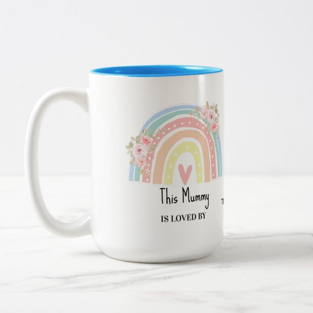 Personalized Mum's Rainbow & Floral Mug (Gauche)