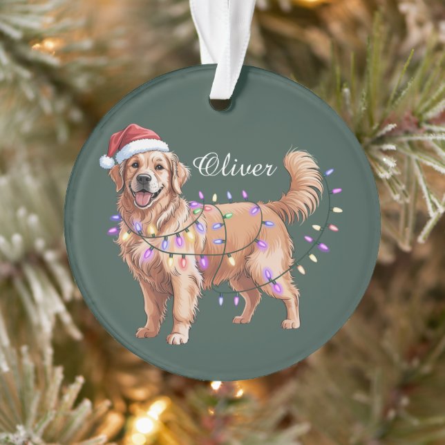 Personalized Name Christmas Golden Retriever Dog  (Arbre)
