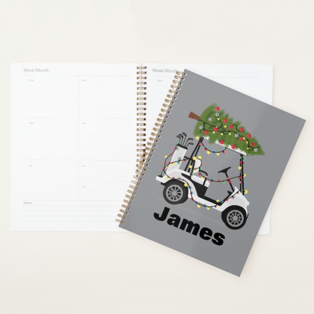 Personalized Name Golfer Christmas Golf Cart Xmas  (Devant avec enveloppe)