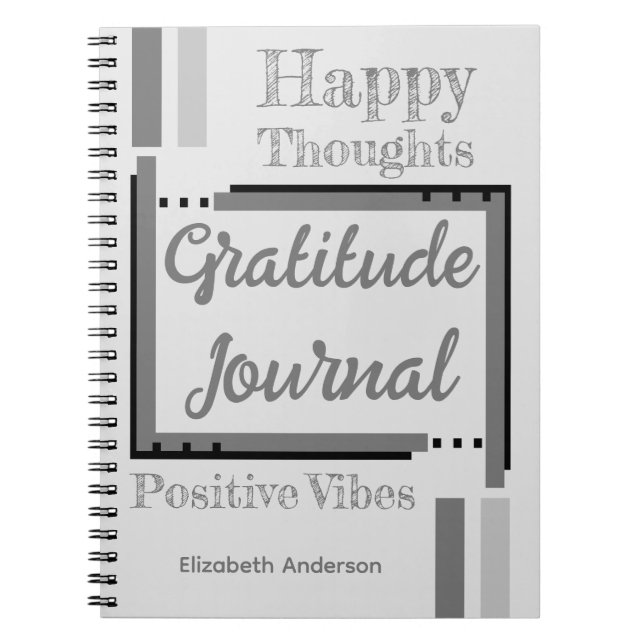 Personalized name gratitude journal grey (Devant)