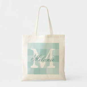 Personalized name monogram tote bag Teal mosaic