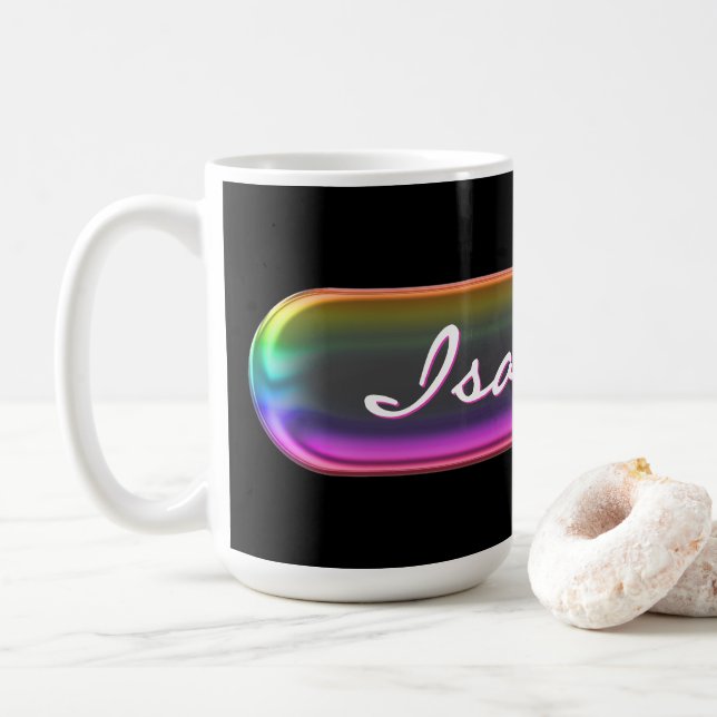 Personalized Name Mug | Iridescent Glass Effect  (Avec donut)