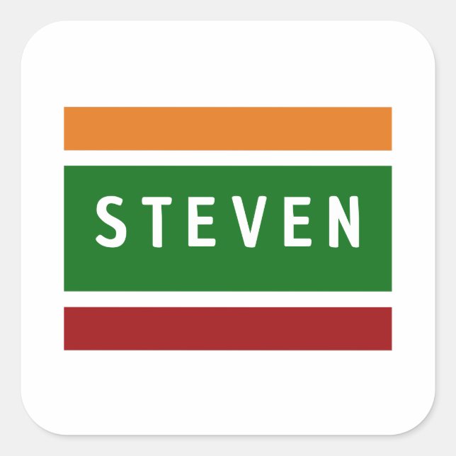 Personalized Name Stickers Retro Stripe Badge (Devant)