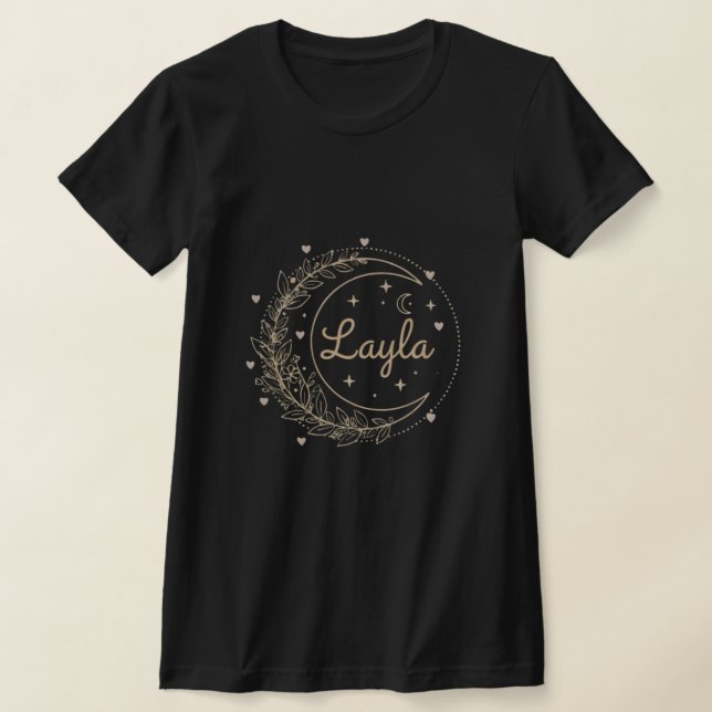 Personalized Name T-Shirt - Elegant Crescent Moon (Poser)