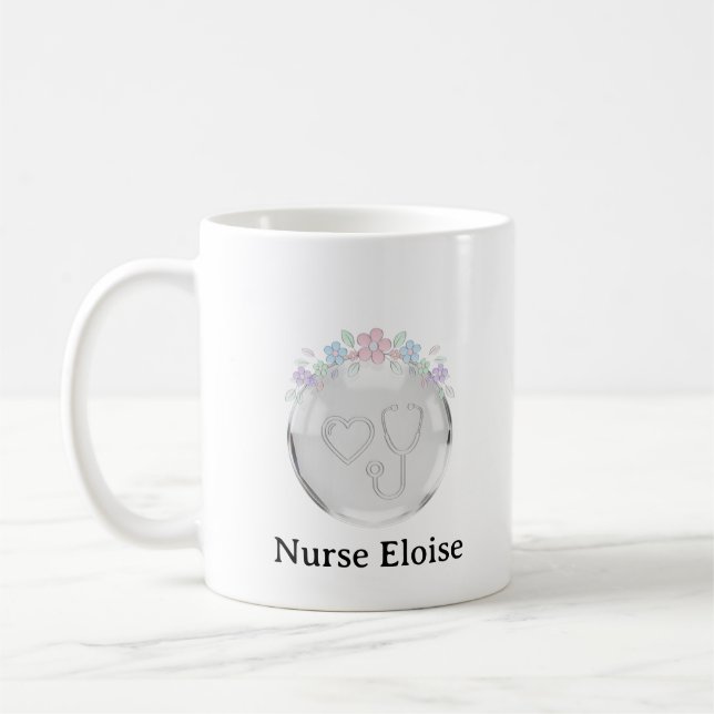 Personalized Nurse Gift Emblem Mug (Gauche)