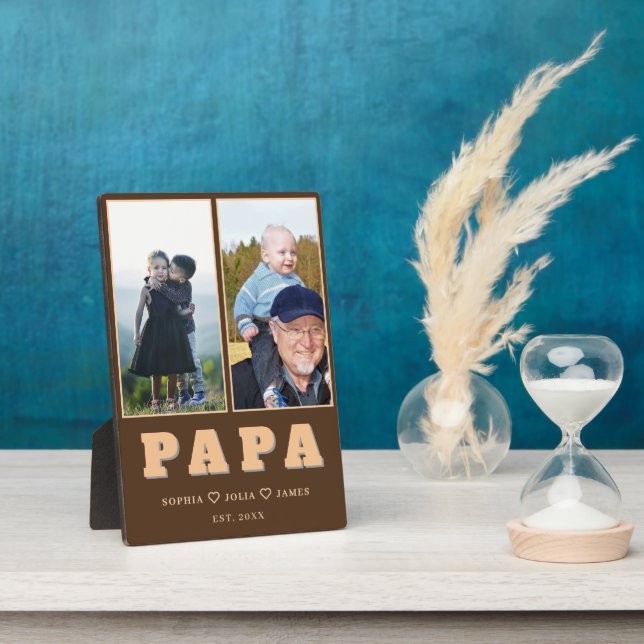 Personalized Papa Plaque – Grandkids Names & Photo (Côté)