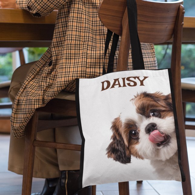 Personalized Pastel Brown Dog Photo Tote Bag (Créateur téléchargé)