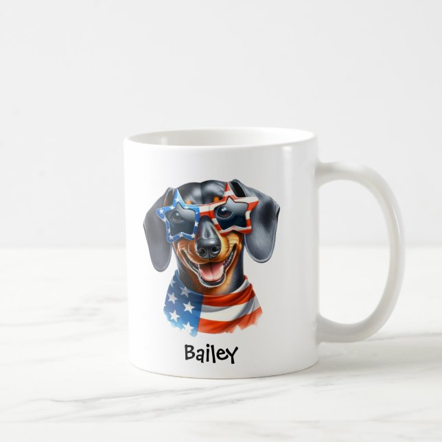Personalized Patriotic 4th of July Dachshund Mug (Droite)