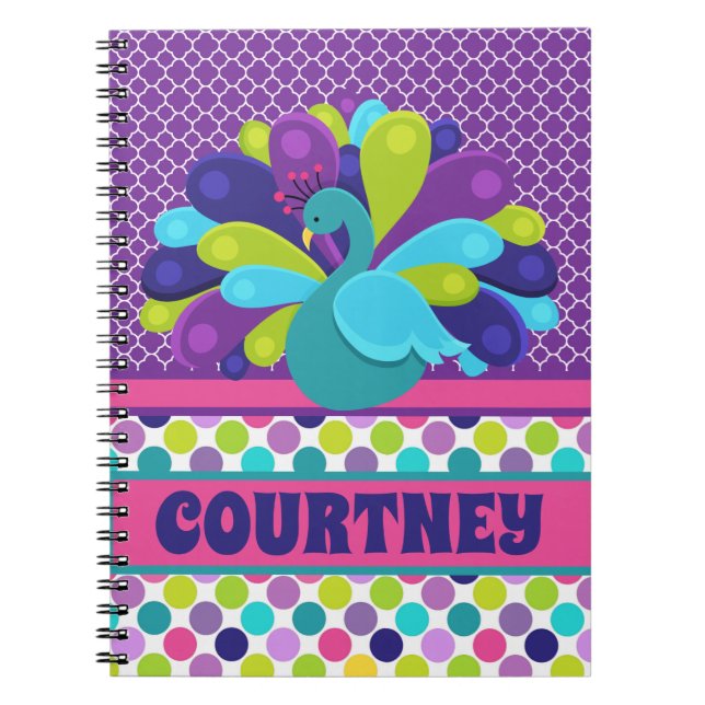 Personalized peacock Notebook and Journal (Devant)