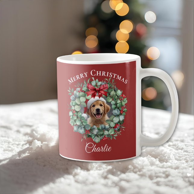 Personalized Pet Christmas Mug with Wreath & Name (Créateur téléchargé)