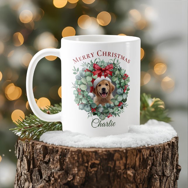 Personalized Pet Christmas Mug with Wreath & Name (Créateur téléchargé)