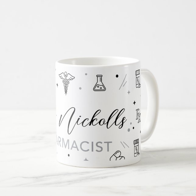 Personalized Pharmacist Mug | Elegant Handwritten  (Devant droit)