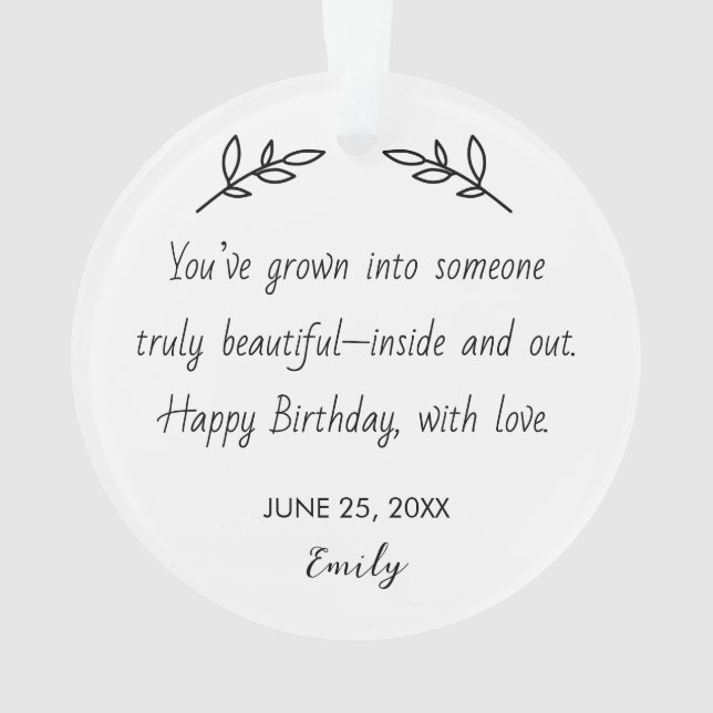 Personalized Photo & Birthday Message Ornament (dos)