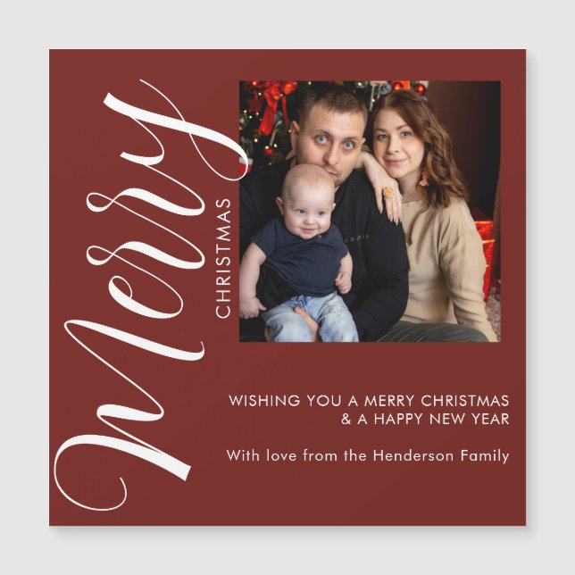 Personalized Photo Christmas Magnetic Card (Devant)