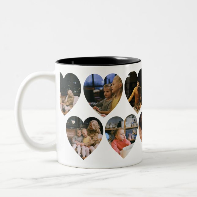 Personalized Photo Collage Mug with Heart Frames (Gauche)