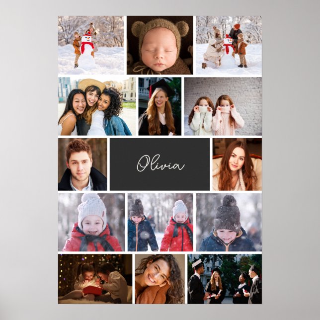 Personalized Photo Collage Poster with Name (Devant)