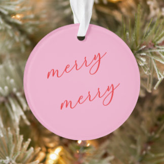 Personalized Photo Elegant Script Pink Christmas