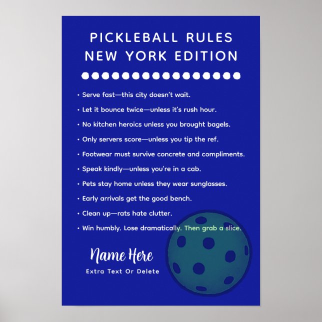 Personalized Pickleball New York Edition Poster (Devant)