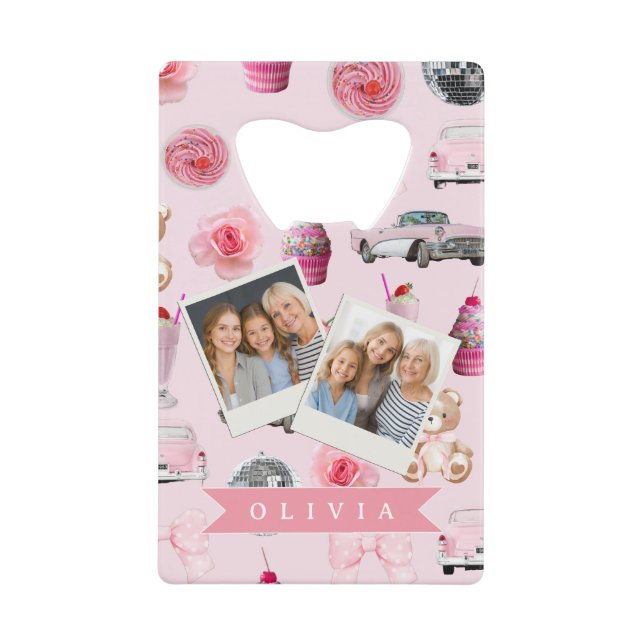 Personalized Pink Coquette Retro Cute Teddy Bear  (Devant)