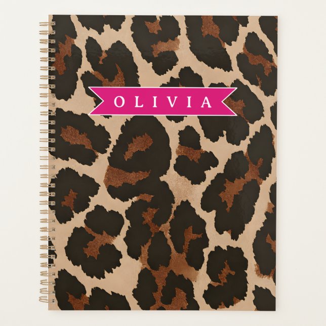 Personalized Pink Leopard Print Chic Animal Print (Devant)